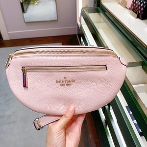Kate Spade leila leather belt bag in rose smoke pink